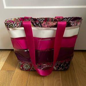 VERA BRADLEY Medium Resort Tote Very Berry Paisley - Pink White Clear